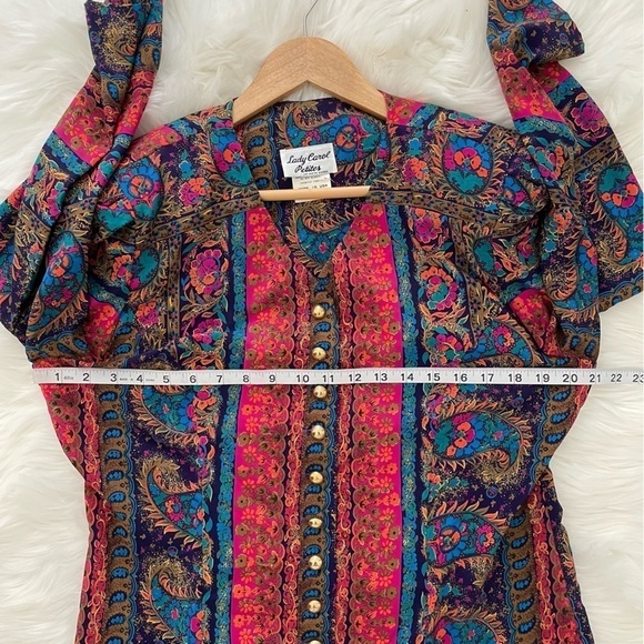 Lady Carol Petites Vintage Paisley Shoulder Pad Skirt Suit Set 14 - Picture 7 of 16